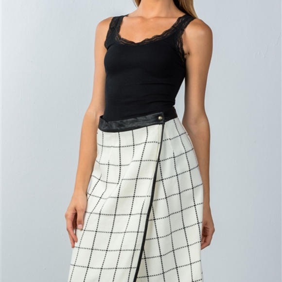 WHITE CHECK LAP MIDI SKIRT - Picture 4 of 4